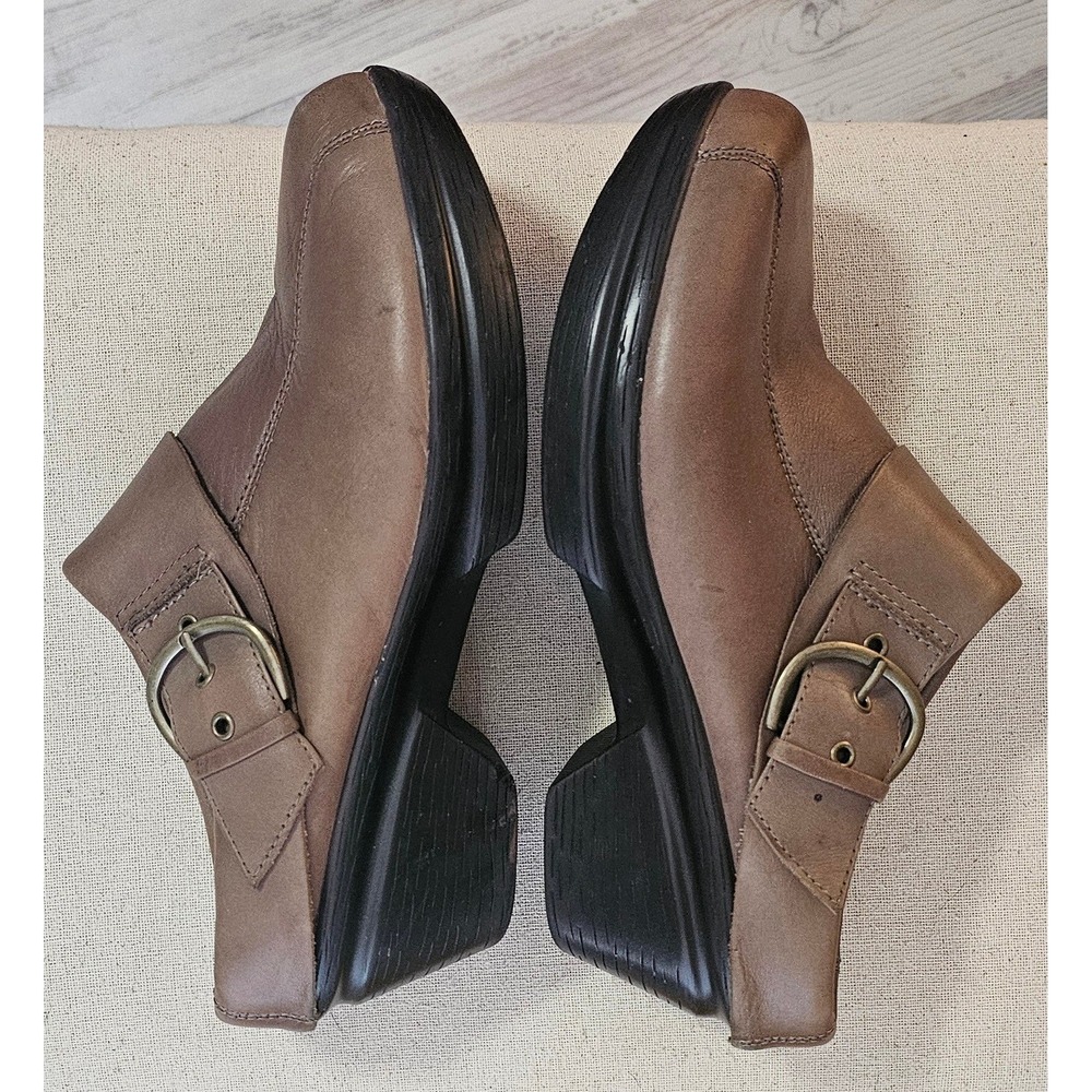 Sanita Women's Nikita Clog Grey Mule 462400 Leather Faux Wood‎ Sole Size 42
